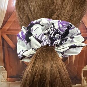 Purple & White Patterned Hair Scrunchie